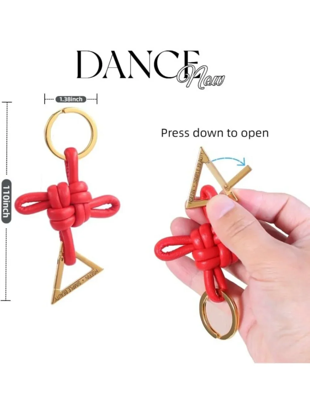 Genuine Leather Chinese Knot Keychain | D-Shaped Horseshoe Car Charm Pendant